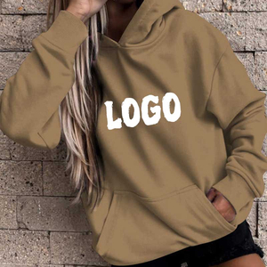 Sudaderas con capucha informales personalizadas para mujer, Jersey ligero liso de manga larga, sudadera holgada superior con bolsillo, Sudadera con capucha sin cordón para mujer - Product Image 2