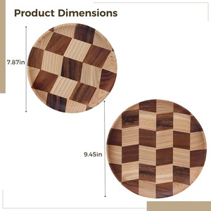 Plateau de service en bois avec design de bloc pour la cuisine à la maison et la table à manger Plateau élégant fait à la main pour les collations de thé et l'utilisation décorative - Product Image 6