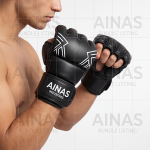 Gants unisexes demi-doigts en cuir PU respirant avec doublure en maille, personnalisables avec logo, pour toutes les saisons, vente en gros OEM, noirs, pour grappling - Product Image 3