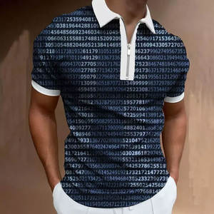 Polo de golf d'été pour hommes avec logo à rayures personnalisé T-shirts en tissu tricoté à manches courtes et à col zippé et rabattu en vente en gros - Product Image 2