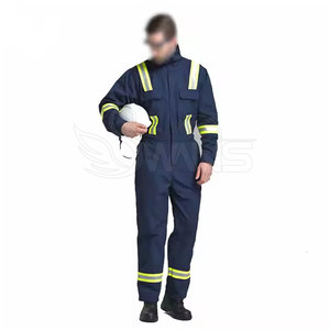 Combinaison de travail réfléchissante bleu marine pour homme, uniforme de sécurité en polyester avec bandes haute visibilité pour usage industriel - Product Image 3
