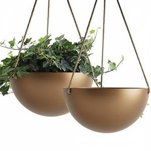 Pot de fleurs suspendu moderne en métal doré avec longue chaîne, décoration murale intérieure et extérieure, plafond, pour la maison, le jardin, le balcon - Product Image 5