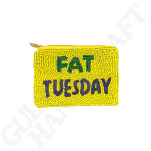 Monedero hecho a mano con cuentas Fat Tuesday-Accesorio festivo y elegante de Mardi Gras para monedas y pequeños elementos esenciales para uso diario - Product Image 1