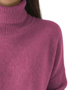 Suéter de Cuello Alto Color Malva Personalizado para Mujer, Suéter de Punto de Lana Acrílica, Jersey de Manga Larga para Invierno, Fabricante Personalizado, OEM, Venta al por Mayor - Product Image 2