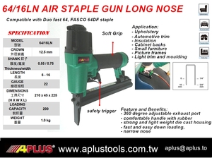 APLUS/64/16LN 12,5mm corona 6-16mm longitud 50mm de largo la nariz aire pistola de grapas - Product Image 6