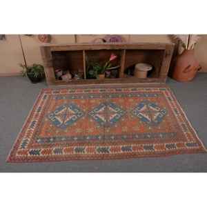 พรมสไตล์ตุรกีโบราณดีไซน์เย็บปะติดปะต่อกันสีแดงสีฟ้าสำหรับตกแต่งห้องโถง - Product Image 4