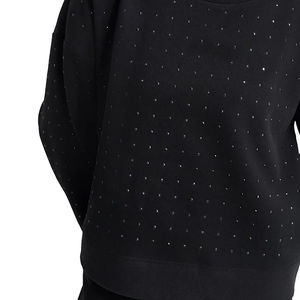 Sudaderas Personalizadas para Mujer, Cuello Redondo, Invierno, Transpirables, Secado Rápido, con Pedrería, Color Negro Sólido - Product Image 2