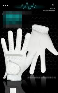 Gants de golf pour hommes, main gauche/droite, doux, respirants, en peau de mouton pure, avec granules antidérapantes et fermeture auto-agrippante, pour usage sportif - Product Image 4