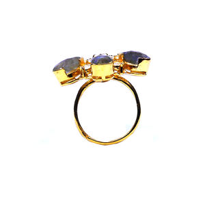 Anillo clásico de Plata de Ley 925 para mujer, piedra preciosa de labradorita Vermeil de oro, joyería de inspiración cristiana a la moda - Product Image 3