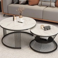 Mesa de Centro Redonda Moderna y Lujosa con Panel de Roca, Superficie de Mármol Ecológica, Muebles para Sala de Estar, Hogar, Hoteles, Apartamentos y Comedor