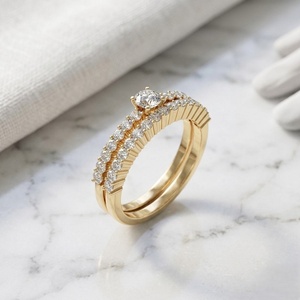 แหวนทรงกลม 0.80CTW - แถวประดับเพชรสองแถว - Product Image 2