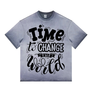 Haute qualité graphique personnalisé Streetwear hommes lavé à l'acide DTG imprimé t-shirt surdimensionné col rond poids lourd T-shirts unisexe - Product Image 4