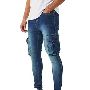 OEM Wholesale Custom Slim Fit Fashionable Multi Pockets Comfortable Pants <b>Denim</b> <b>Material</b> Men's Jeans For Sale - Product Image 2