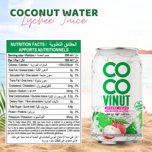 Agua de Coco con Lichi de 330 ml, Hecha en Vietnam, Sabor Puro, Sin Azúcar, Bebida Halal OEM - Product Image 3