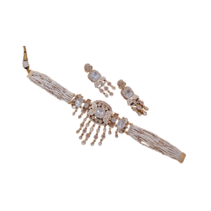 Collar de Gargantilla Pachi Kundan de perlas chapadas en oro de nuevo diseño de alta calidad con pendientes conjuntos de joyería de boda india tradicional - Product Image 1