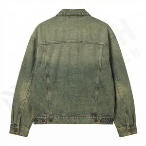 Distressed Customized Color Woman Denim Jacket Folded Cuffs Effortless Vintage Casual Street Style Fashion Stylish <b>Coat</b> Apparel - Product Image 2
