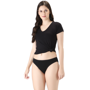 กางเกงในบิกินี่เอวต่ำสีล้วนสำหรับผู้หญิงชุดชั้นในผ้าสแปนเด็กซ์ย้อมสีล้วนสวมใส่สบายป้องกันแบคทีเรีย - Product Image 1