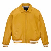 Veste en cuir véritable pour hommes Noir Flight Bomber American Jacket Varsity