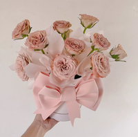 Emballage de chapeau floral rigide imperméable personnalisé avec ruban, boîte cadeau ronde pour bouquet de la fête des mères