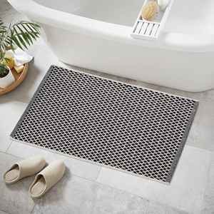 Soma Black Recycled Cotton <b>Rug</b> Handwoven Indoor Floor Mat 50x80 cm - Product Image 1