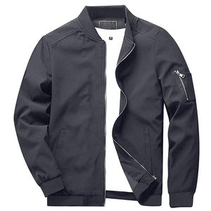 Bomber léger pour hommes avec taille et poignets ajustés veste slim imperméable à manches longues avec poches et fermeture éclair - Product Image 1
