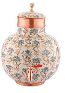 Handmade Enamel Coated Copper <b>Water</b> <b>Container</b> with Lid Hand Grip Coated for Kitchen Home Hotel & Restaurant Decor - Product Image 5