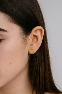 Handmade Blue Apatite Mojave <b>Jade</b> Round Gemstone Earrings Gold Plated Bohemian Style Brass Trendy Wholesale <b>Jewelry</b> for Women - Product Image 2