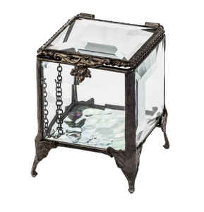 Vintage Gold Frame Attractive Triangular Frame Elegant Brass Jewelry Box Metal Glass Lid Jewelry Storage Box - Product Image 6