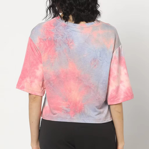 Streetwear vierge en coton de haute qualité avec votre propre logo personnalisé pour femmes t-shirts à épaules tombantes haut court délavé à l'acide à manches courtes - Product Image 6