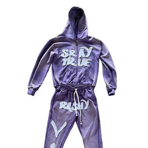 Jersey de algodón 100%, Sudadera con capucha, bordado desgastado, peso pesado, 400 gramos, forro polar, estilo informal de invierno ecológico - Product Image 6