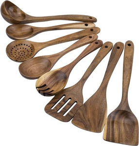 Custom Modern Luxury Eco-Friendly Wooden Restaurant Kitchen Utensils Set Long Handle Cutlery Including Spatula <b>Soup</b> <b>Spoon</b> for - Product Image 2