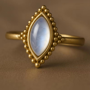 Elegant Marquise Moonstone <b>Ring</b> Handmade <b>Brass</b> Gemstone Jewelry 18k Gold Filled Natural Moonstone <b>Ring</b> Unique Women Fashion Gift - Product Image 1