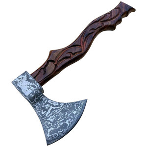 Hacha de acero de Damasco de fábrica de cubiertos OEM ODM personalizada al por mayor para cortar mango de madera duradero y al aire libre de grado industrial - Product Image 2