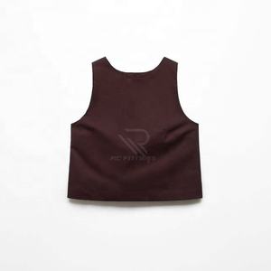 Crop top pour femme, streetwear personnalisé avec logo, 2024, haute qualité, 100% coton, côtelé, bodycon, débardeur, col halter, impression puff, t-shirts - Product Image 5