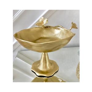 Prix de gros Bol à pied en aluminium avec finition dorée Décoration et utilisation disponibles avec le fournisseur indien - Product Image 1