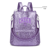 Mochila de Animadora de Moda con Brillo, de Cuero PU Suave, con Logotipo Bordado, Brillante, para Práctica de Baile y Libros
