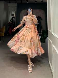 Floral Maxi Dress for Women Trendy Sleeves Soft Fox Georgette Breathable A-Line Elegant Summer Fashion - Product Image 2