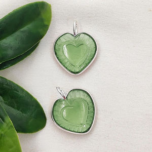 Green Amethyst <b>Heart</b> Bezel Pendant 925Sterling Silver Bezel Pendant For Jewelry Making Handmade 20mm Carved Green Amethyst Charm - Product Image 1