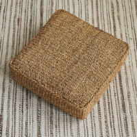 Chaise assise au sol en jonc de mer naturel écologique tissé à la main grand pouf à coussin carré pour sièges d'intérieur