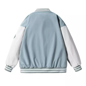 แจ็กเก็ตเลตเตอร์แมนไฮสตรีทสำหรับผู้ชาย, เสื้อแจ็กเก็ตแขนเสื้อหนังแท้สำหรับฤดูหนาวผ้าขนแกะสไตล์อัจฉริยะ - Product Image 5