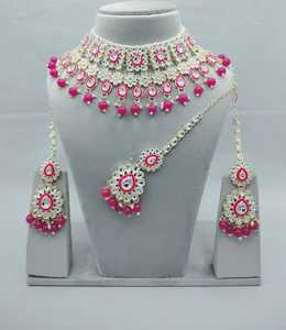 Conjunto de joyería de boda corta de lujo de fabricante indio, conjunto de collar y aretes tradicional étnico para mujer y niña, diseño de moda - Product Image 2