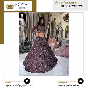 เสื้อผ้าพื้นเมืองอินเดียใหม่สวยงามเปิดตัว georgette lehenga choli มีลำดับและงานปัก - Product Image 3