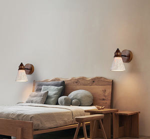 OEM Wabi-Sabi Applique en pierre <span class=keywords><strong>de</strong></span> travertin en bois clair américain rétro naturel jaune Travertin Applique murale à LED <span class=keywords><strong>de</strong></span> chevet chez l'habitant Déco - Product Image 6