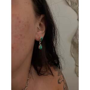 Navajo Handmade <b>Red</b> Skin Turquoise & Sterling Silver Drop <b>Earrings</b> Post Dangle Water Drop Shape - Product Image 2