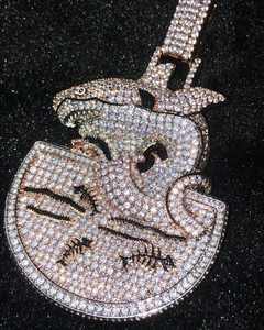 Colgante de Plata de Ley 925 Estilo Hip Hop con Incrustaciones de Diamantes de Imitación VVS, Corte Redondo, Oro Blanco, Certificado GIA, Joyería para Hombre - Product Image 3