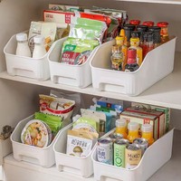 Panier de rangement en plastique pour armoire, bac organisateur de cuisine, panier de rangement pour réfrigérateur, conteneur de rangement pour garde-manger, organisateur domestique
