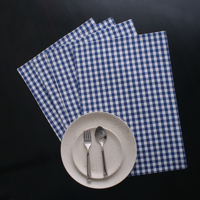Set de table en coton 100% de luxe, bleu à carreaux, tissé, pour la maison, la cuisine, l'extérieur, style moderne, hôtels, mariage, séchage rapide