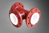 Raccord en T réducteur en acier doux de haute qualité, anti-corrosion, avec revêtement en PTFE lisse, pour utilisation chimique, raccords de tuyauterie à bride, haute température