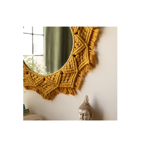 Cuerda de macramé redonda de calidad estándar para colgar en la pared, tapiz de pared circular bohemio, cuerda de algodón, borla tejida, pared de flecos redondos - Product Image 3