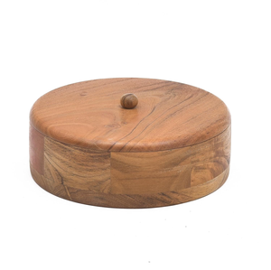 Tradebyd Boîte à chapati ronde en bois décorative de luxe avec couvercle en verre pour le rangement de la cuisine et l'utilisation de la table - Product Image 6